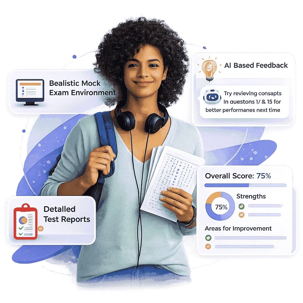 Student with exam features