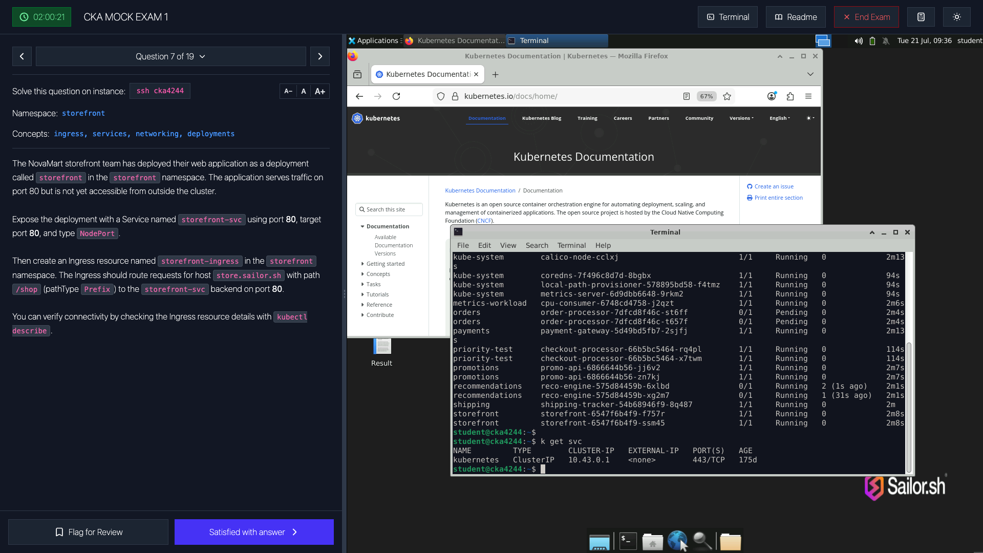 Hands-on exam with live cluster, docs & remote desktop